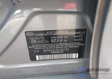 2013 Hyundai Sonata Gls из США, поврежденный, VIN 5NPEB4AC2DH687166